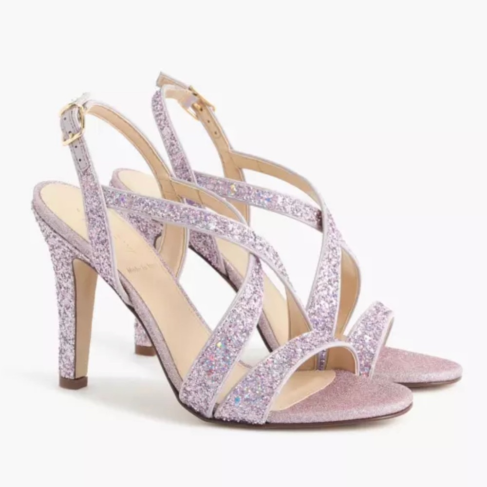 Gorgeous lilac glitter heel sandals New in Box